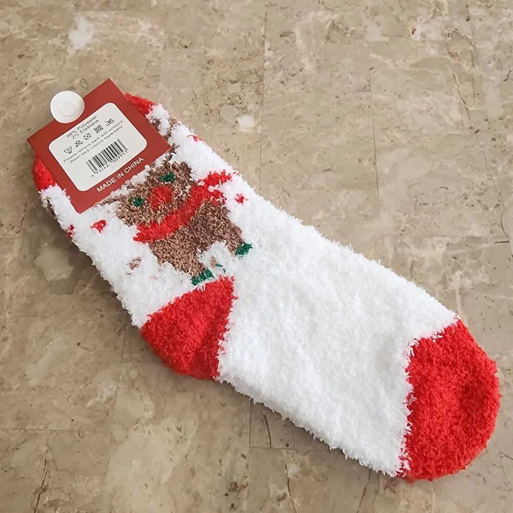 Women's Colorful Christmas Fluffy Socks (2pk)